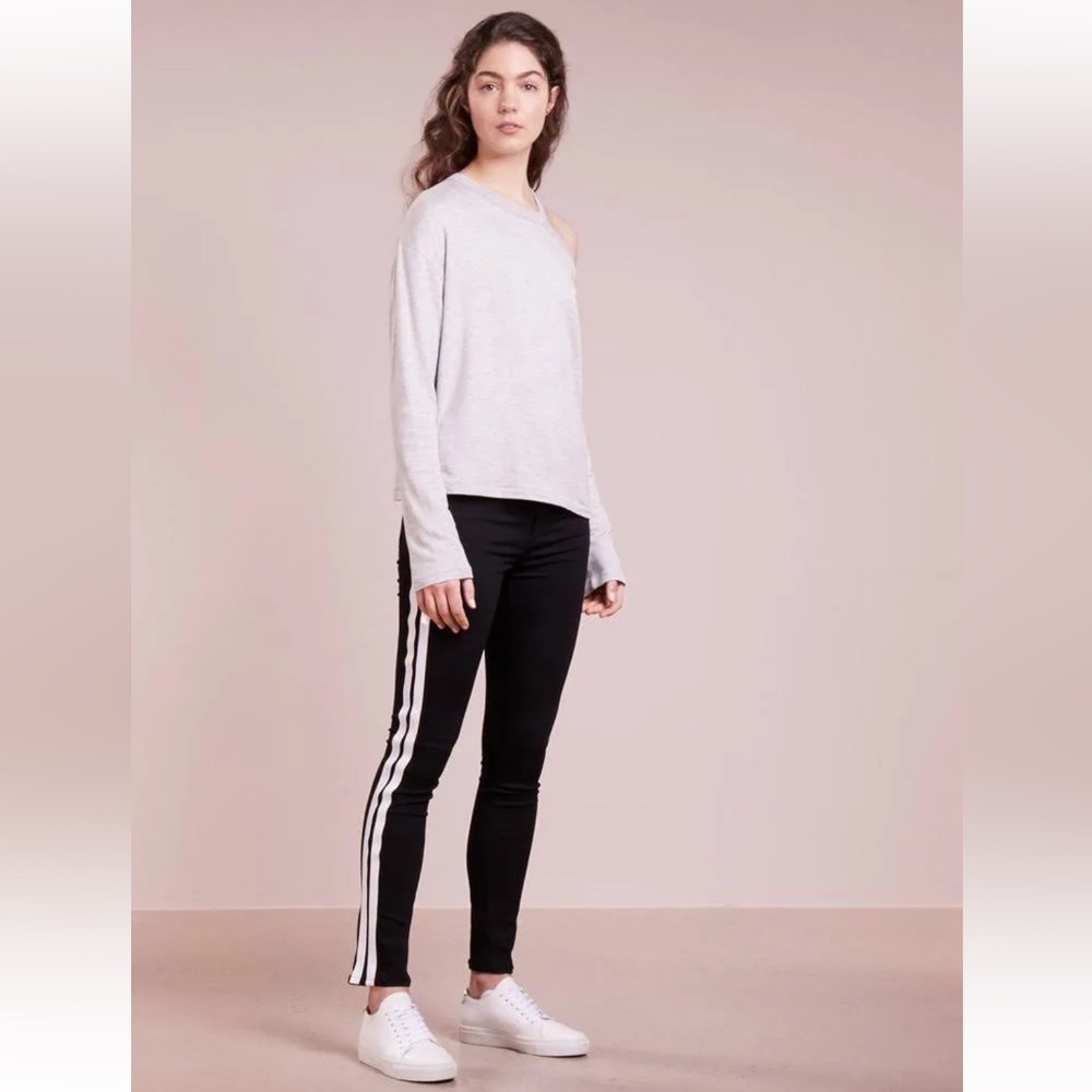 Rag & Bone Tech Mito Black With White Stipes Skinny Jean Sz 29
